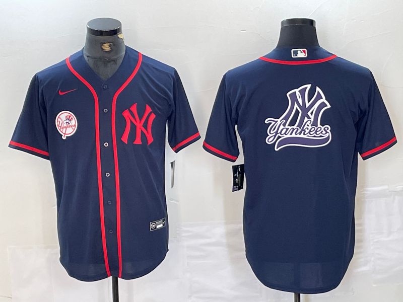 Men New York Yankees Blank Blue Third generation joint name Nike 2024 MLB Jersey style 17->new york yankees->MLB Jersey